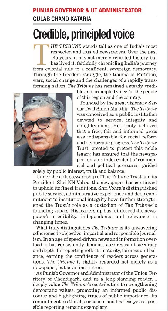 RuchikaMKhanna's tweet photo. Politicians from across the spectrum talk of @thetribunechd credible journalism! #145yearsofTheTribune @narendramodi @Gulab_kataria @BhagwantMann @OmarAbdullah @jomalhotra https://t.co/pBptlV9VUU