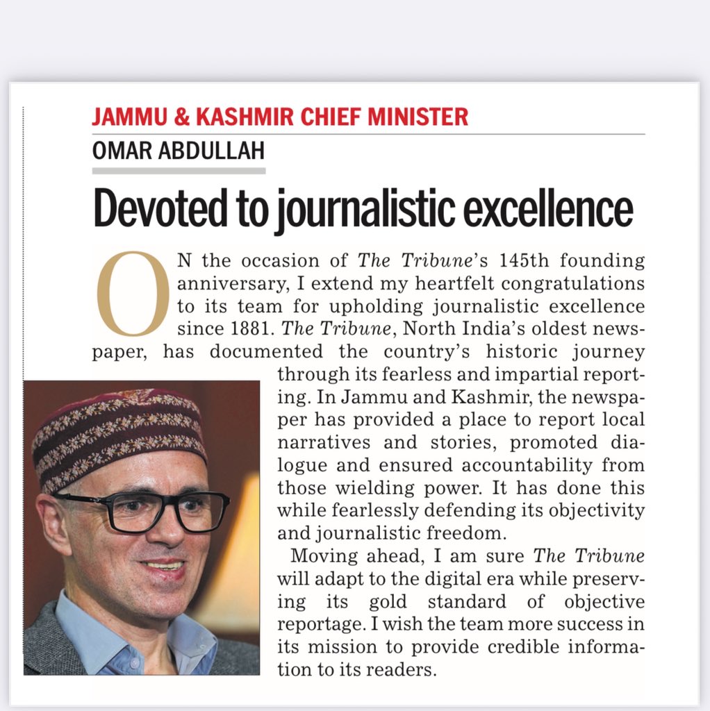 RuchikaMKhanna's tweet photo. Politicians from across the spectrum talk of @thetribunechd credible journalism! #145yearsofTheTribune @narendramodi @Gulab_kataria @BhagwantMann @OmarAbdullah @jomalhotra https://t.co/pBptlV9VUU