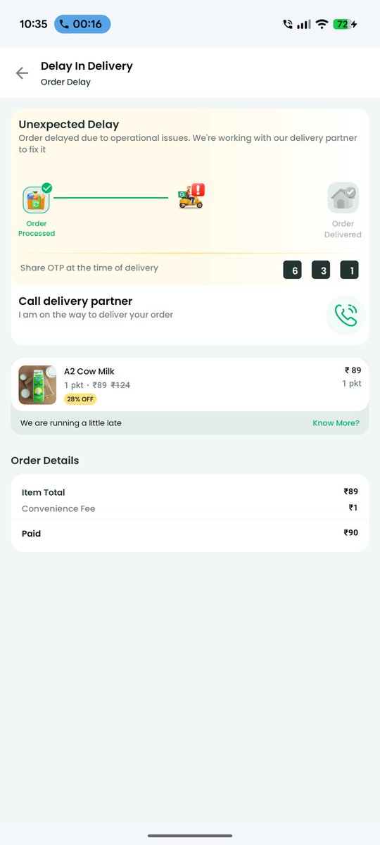 vis1991's tweet photo. @_countrydelight where is my order, delivery agent won't pickup cant connect to your customer support either https://t.co/CaoHTnYIXO