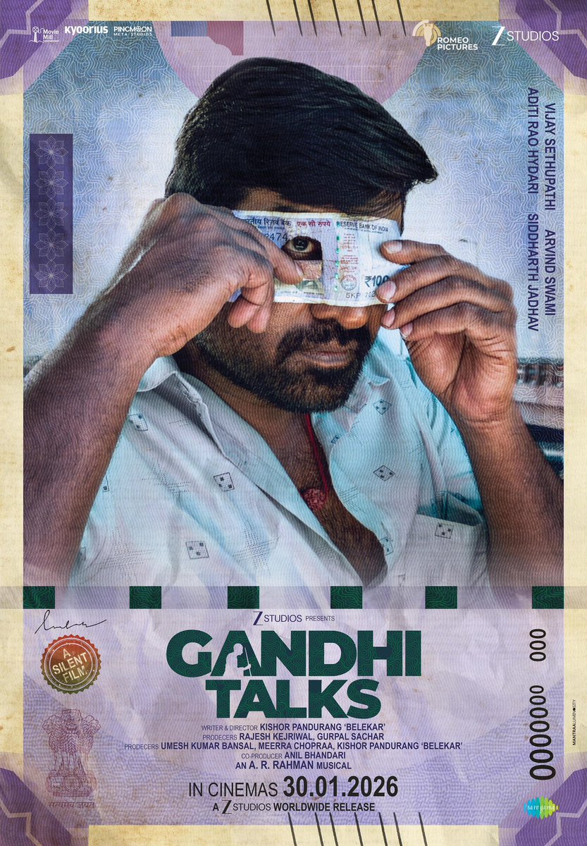 reshmiyaRiz's tweet photo. #GandhiTalks 🤍✨

#VijaySethupathi and Arvind Swami deliver performances soaked in quiet brilliance 

A film that lingers in thought, long after it ends 👌 https://t.co/nhENpiXFWs