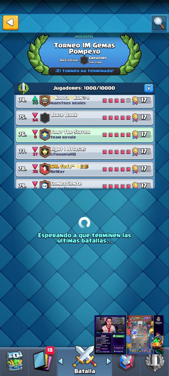 shaquesioso's tweet photo. @Pompeyo4CR Me lleve un buen top 100, a darle más duro para un mejor top en el siguiente torneo del pompe💪🏻🐐. https://t.co/cwrSpVIlwF