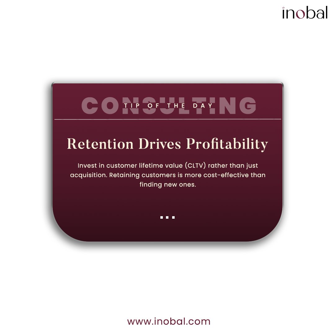 InobalCo's tweet photo. Chasing acquisition is expensive.
Investing in CLTV is smarter.

Retention costs less and compounds growth over time.
#Consulting #TIPS #CustomerExperience #Inobal #Profit https://t.co/KQjJtxfBZm