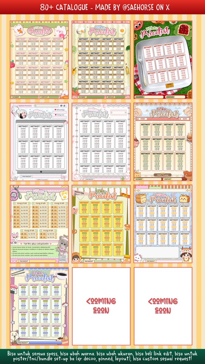 saehorse's tweet image. Help repost? Maaci🧀❤️

✈️ ⑅ ◎ haloouu . . aku bawain Catalog edit PL baruuw ! ! ๑ 👩‍✈️ bisa untuk smua spess, bisa recol &amp;amp; bisa resize juga 𓏲🐰⛅️ bisa bundle qr deco dll  . . ♡ 👩‍✈️ 

♥︎ price? cek alt! Bisa buyi template juga! ⑅⠀

#zonauang