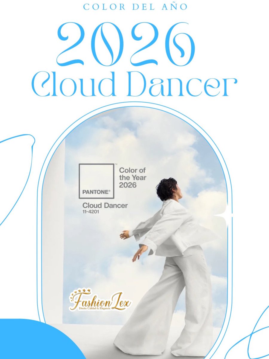 FashionLexModel's tweet photo. Color del año 2026  #White⚪️!!!

Presentamos el Pantone Color of the Year 2026, PANTONE 11-4201 Cloud Dancer, un blanco sublime que sirve como símbolo de influencia calmante en una sociedad que redescubre el valor de la reflexión calmada. 

#FashionLex💙 #Colors #Beautiful ✨ https://t.co/dzRJag5DQH