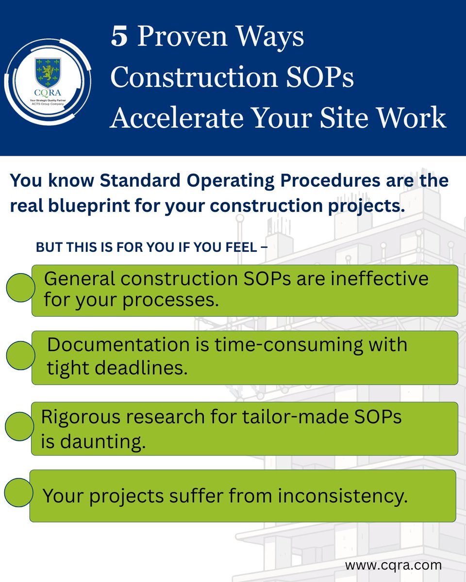 Cqra_Pvt_Ltd's tweet photo. Consistency on site starts with the right SOPs 🏗️📋

Read full blog
🔗 https://t.co/nglGb20eIi 

#ConstructionSOPs #QualityControl #ProcessStandardization #SiteManagement #ConstructionQuality #Compliance #CQRA https://t.co/ktxqZIx2Ci