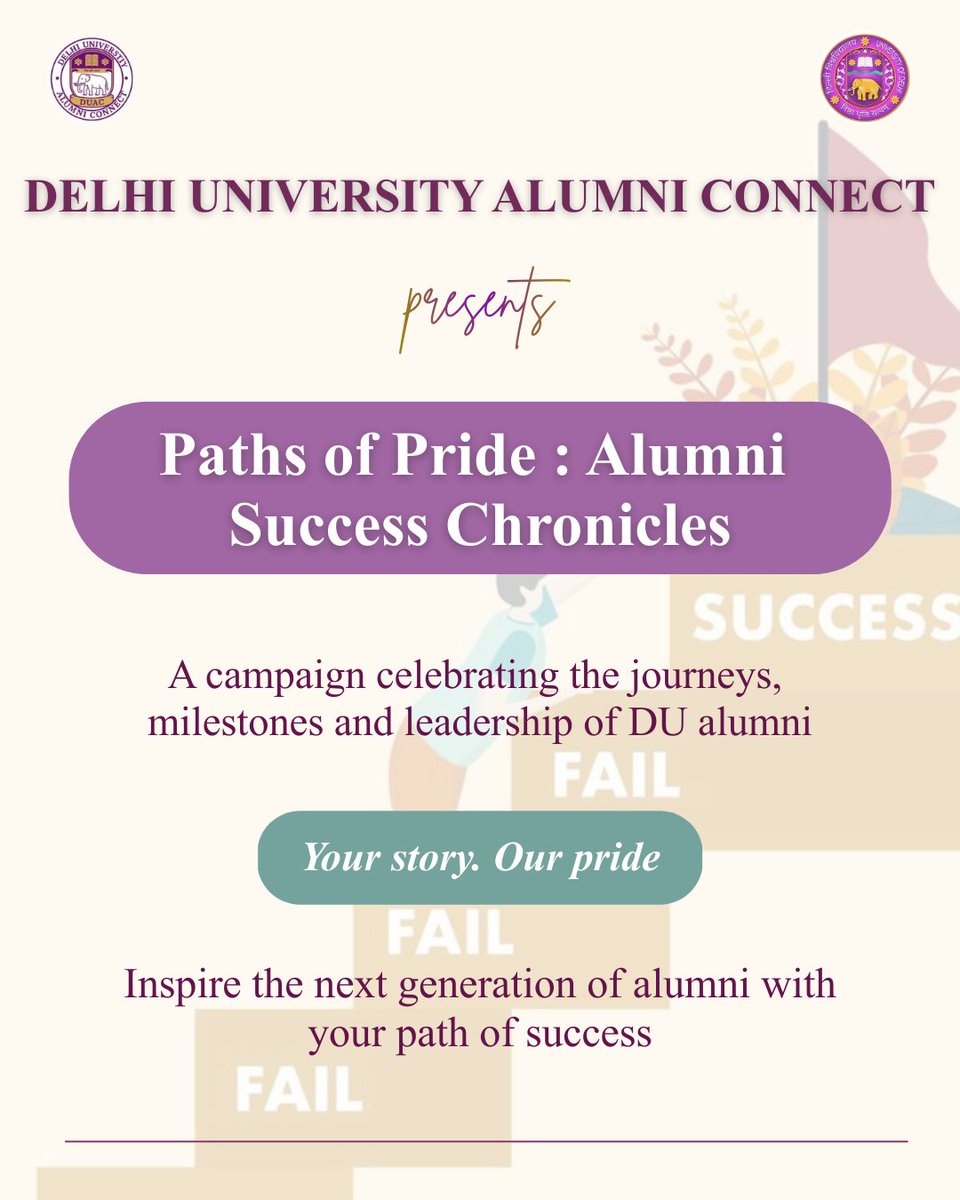 Foundation_DU's tweet photo. From DU classrooms to global success stories ✨
Presenting Paths of Pride: Alumni Success Chronicles
Celebrating DU Alumni journeys filled with dreams, struggles, milestones and success. 
Be part of the journey: https://t.co/CiUvFxEQ9B

#ProudToBeDU #DUAlumni #DUAC https://t.co/rETJBeISaF