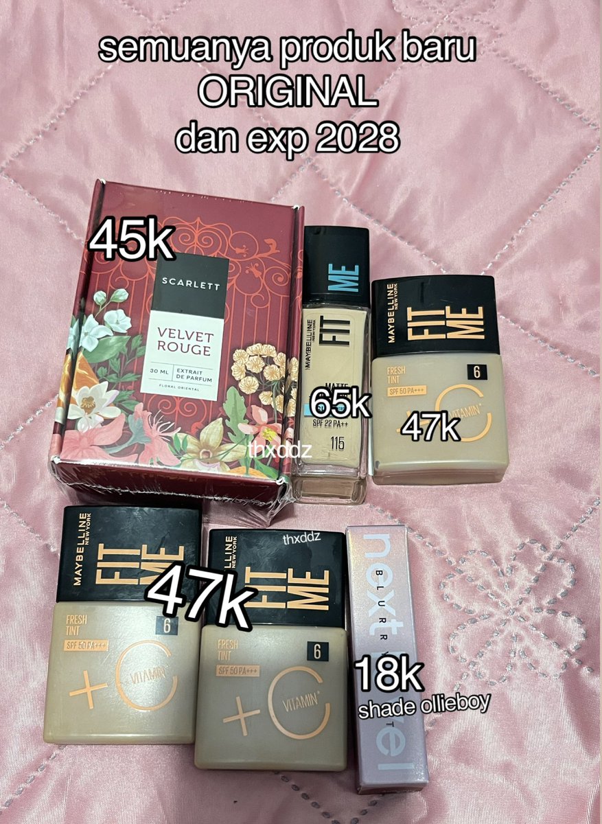 thxddz's tweet photo. wts foundation maybelline 
wts skintint maybelline
wts hanasui blurry tint
wts parfum scarlett

https://t.co/k6P61EFYm3 https://t.co/LnNAhDsYhc