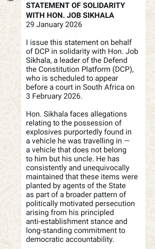 ReturneeE8602's tweet photo. We would like to thank thank the Defend the constitution organization and for showing solidarity to our Leader in these difficult times. They are a true testament of Comradeship and understand the definition of Unity and that an injury for one is an injury for all.
#FreeWiwa https://t.co/zyCqNjsAov