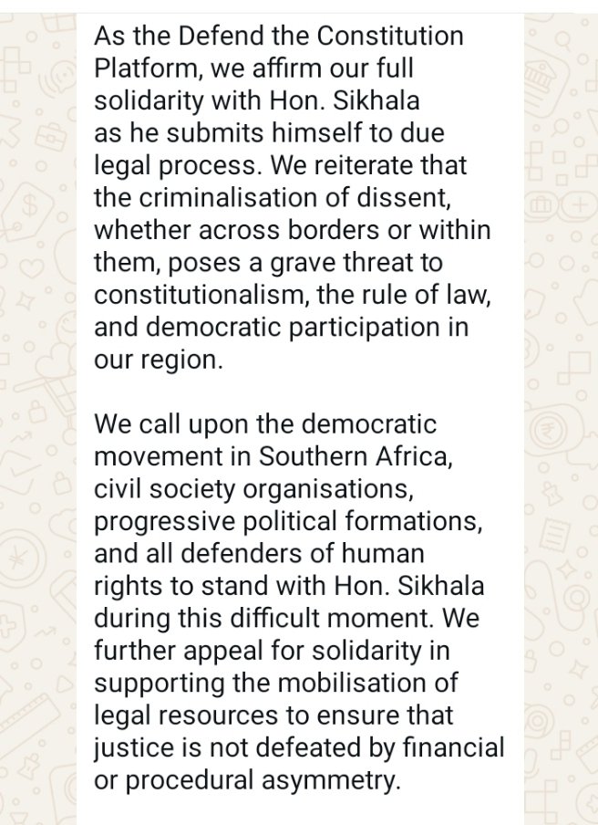 ReturneeE8602's tweet photo. We would like to thank thank the Defend the constitution organization and for showing solidarity to our Leader in these difficult times. They are a true testament of Comradeship and understand the definition of Unity and that an injury for one is an injury for all.
#FreeWiwa https://t.co/zyCqNjsAov