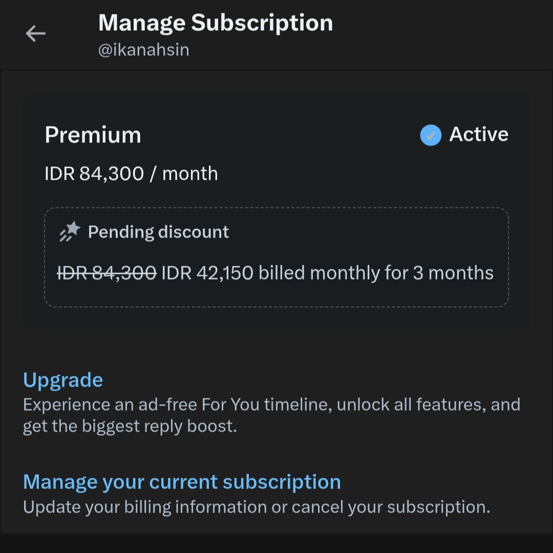 WAITTTTT kalian hrs tau ini sebelum langganan cenblu (centang biru) di X. Kalian yg mau langanan cenblu atau yang udah cenblu. Kalian bisa dapetin cenblu dgn diskon 50% cuman bayar 42rb an aja! Gak 1 bulan, gak 2 bulan, tapi diskon sampe 3 BULAN ke depan. Ini caranya. LEGOOOOO!!!