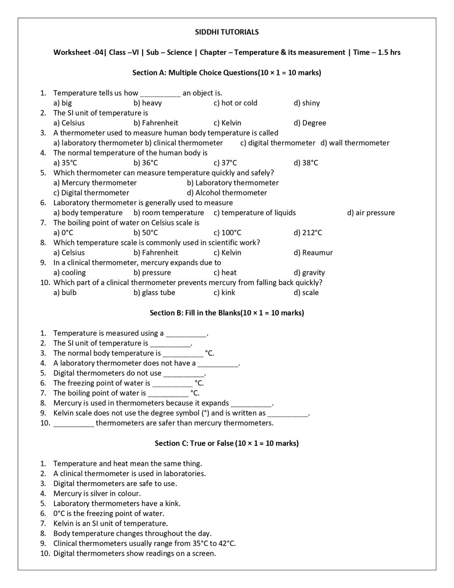 siddhi_tutorial's tweet image. 📘 Class VI – CBSE | Science
Chapter 04: Temperature &amp;amp; Its Measurement

📍 Address: Kalinga Vihar, Bhubaneswar
📞 Contact: 9861902023
👉 Join Siddhi Tutorials today
✨ Make Science easy, interesting &amp;amp; scoring!

#SiddhiTutorials