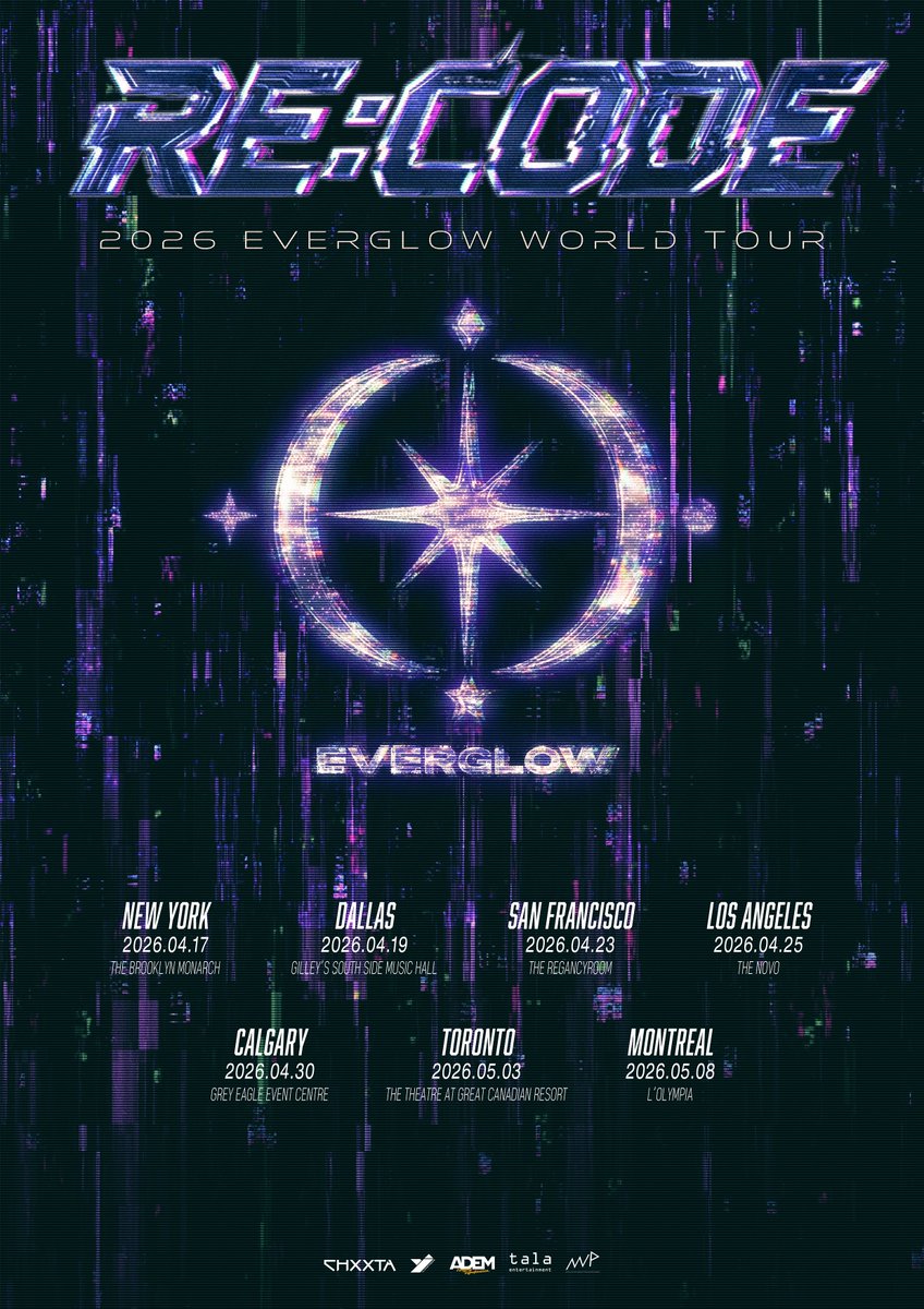 𝟮𝟬𝟮𝟲 𝙀𝙑𝙀𝙍𝙂𝙇𝙊𝙒 𝙒𝙊𝙍𝙇𝘿 𝙏𝙊𝙐𝙍 [𝙍𝙀:𝘾𝙊𝘿𝙀]🌌

The code has been deciphered.

A new reality is loading… 💿

🗓️ 𝗧𝗢𝗨𝗥 𝗗𝗔𝗧𝗘𝗦:

NEW YORK | 2026.04.17

DALLAS | 2026.04.19

SAN FRANCISCO | 2026.04.23

LOS ANGELES | 2026.04.25

CALGARY | 2026.04.30

TORONTO