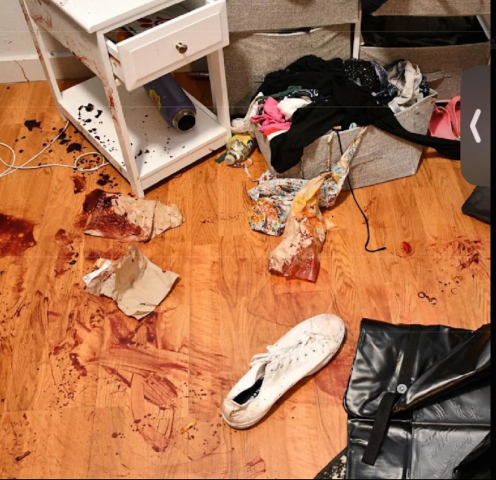 BadMomBree's tweet photo. #HunterJohnson claims he went in #XanaKernodle room 👇👇👇 @Angenette5 @BrianEntin @HowardBlum HJ also claims he checked Ethan and Xana's pulse! yet Kaylee Goncalves blood is on the table where he placed the knife #FreeBryanKohberger https://t.co/Oy2FkKNQDg