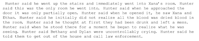 BadMomBree's tweet photo. #HunterJohnson claims he went in #XanaKernodle room 👇👇👇 @Angenette5 @BrianEntin @HowardBlum HJ also claims he checked Ethan and Xana's pulse! yet Kaylee Goncalves blood is on the table where he placed the knife #FreeBryanKohberger https://t.co/Oy2FkKNQDg