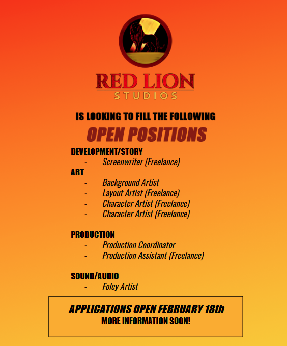 RLSAnimation's tweet photo. We will be opening applications for open positions on February 18th! Details on submission will be posted then! These are UNPAID roles, but the opportunities for portfolio building and film credit are valuable! #art #characterart #wolfart #indieanimation #animation #animationart https://t.co/pTHMCf2NQc