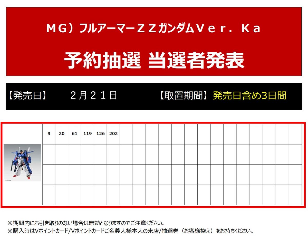 seri　4月まで取り置き 2/21㈯発売のプラモデルの 当選者様分のお取り置き期間は 2/21㈯～2/23