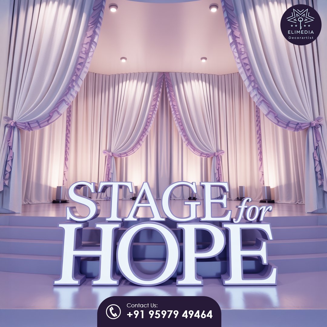 eli_event's tweet image. For World Cancer Day events, a hope-inspired stage can be graceful and uplifting—white &amp;amp; lavender tones, soft lights, and a clean finish that respects the moment. We support awareness programs with care. 💜 #WorldCancerDay #EventStage #EliMedia