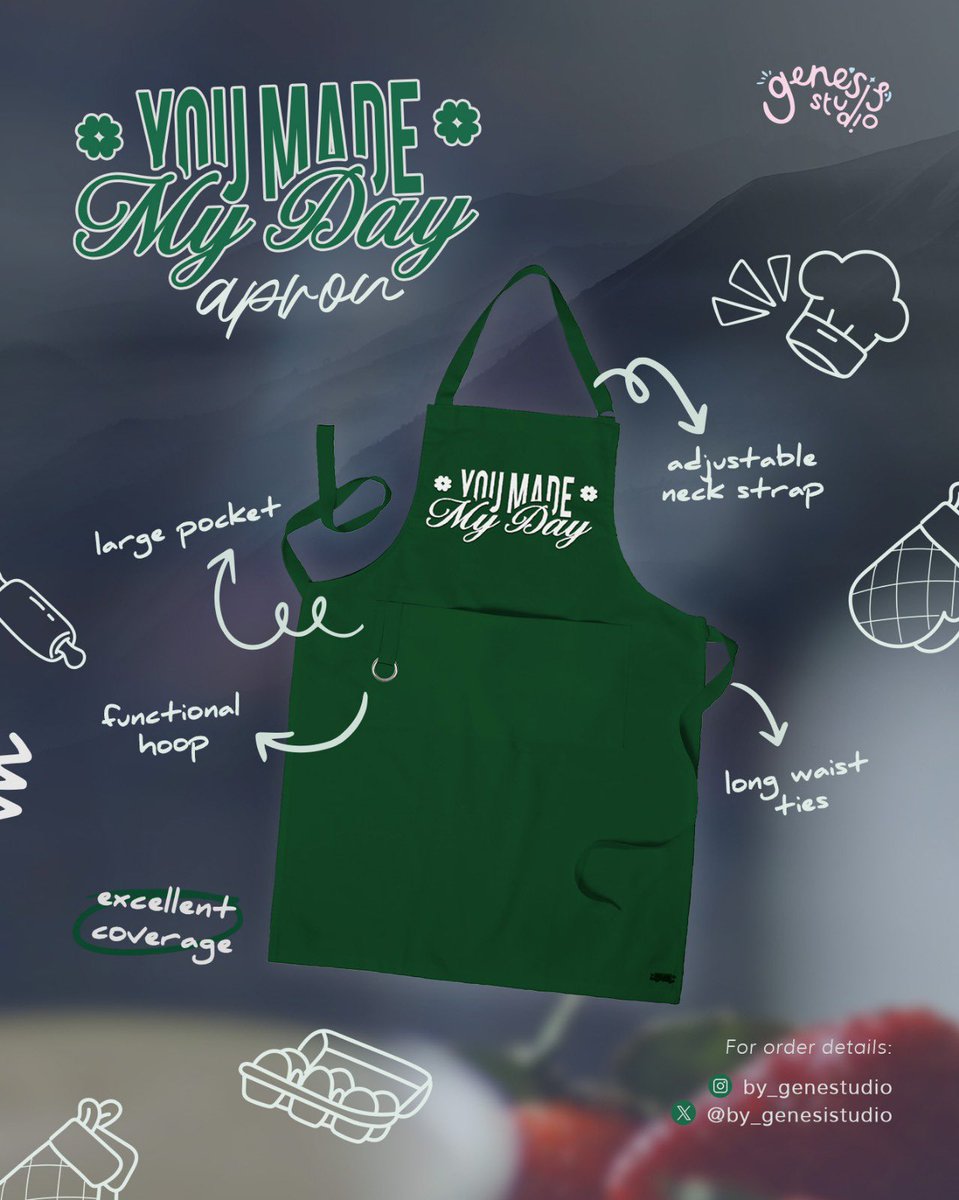 by_genesistudio's tweet photo. [RT and likes are appreciated]

PO SVT &amp; DAY6 Apron 👩🏻‍🍳👨🏻‍🍳

📅 PO period : 4-14 February 2026

Order and more details on gform ⤵️
🔗 : https://t.co/ymKu3z0S0O

We’re open for local &amp; intl GO. Kindly DM us if interested to host🤍

#caratmerch #seventeen #kband_sells #wtsday6stuff https://t.co/ljWicOSXxd