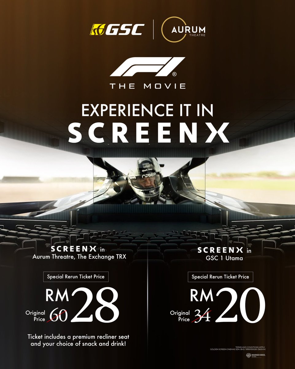 GSCinemas's tweet image. 🎬✨ Oscar-Nominated films are BACK on the GSC BIG Screen! 🙌

Bigger. Louder. More breathtaking than ever.
Experience every pulse-pounding moment of #OneBattleAfterAnother, #Sinners and #F1TheMovie in premium formats in #IMAX, #4DX &amp;amp; #ScreenX🔥

From immersive sound to