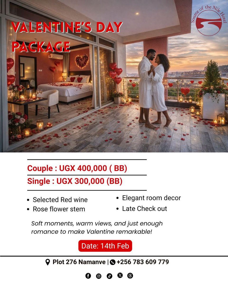 AgabaPhilbert34's tweet photo. The best love stories aren't told, they're experienced. Imagine a chapter where the setting is just as magical as the feeling.
What memory will you create together this year?
Book with @SNHNamanve today +256 783 609 779
#CreateTogether | #RomanceAwaits https://t.co/EJHdykOzfk