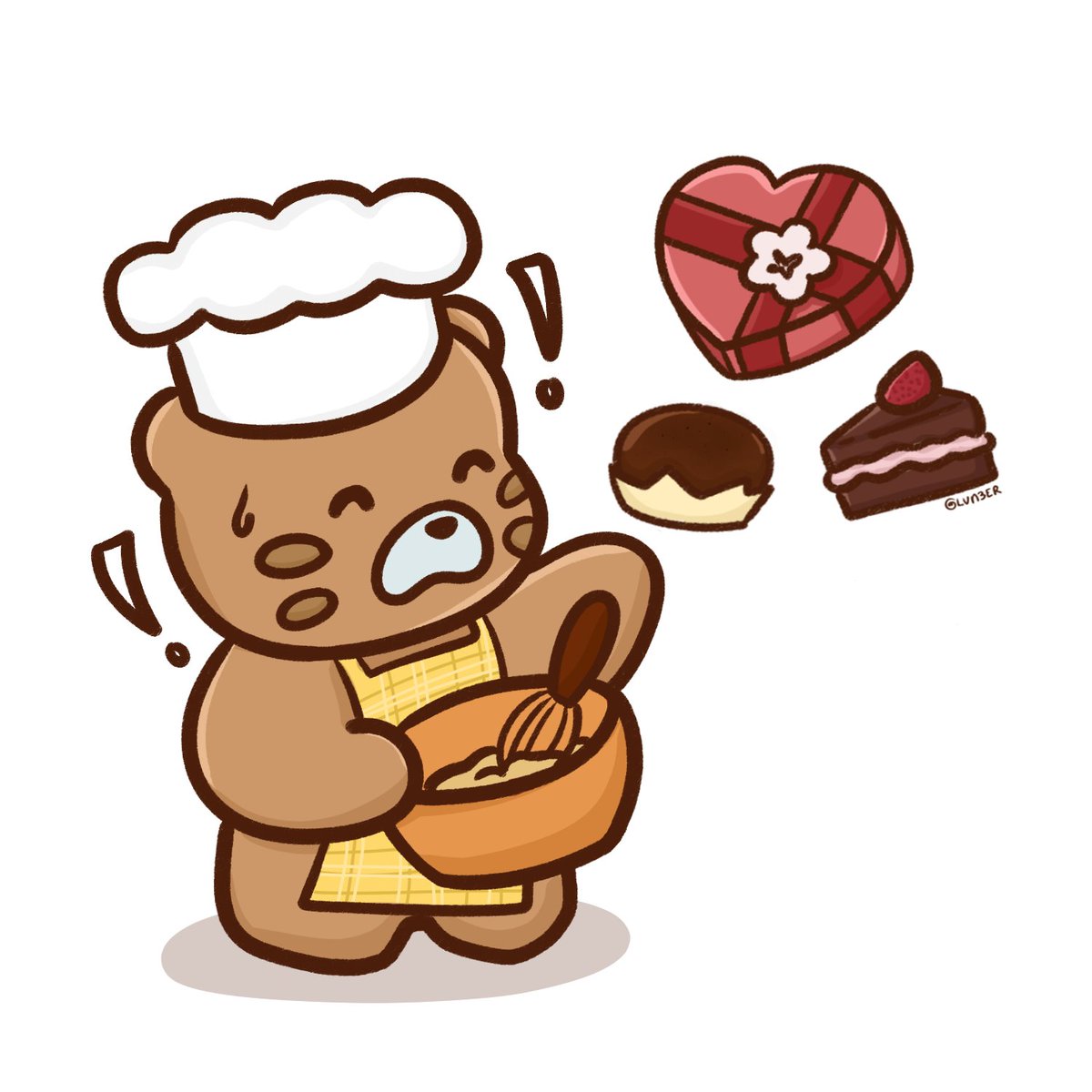 Oh nooo… it’s that time of year again! Bean’s stuck wondering what should we bake for Valentine’s this time? 🍫💌 #Art #Chibi