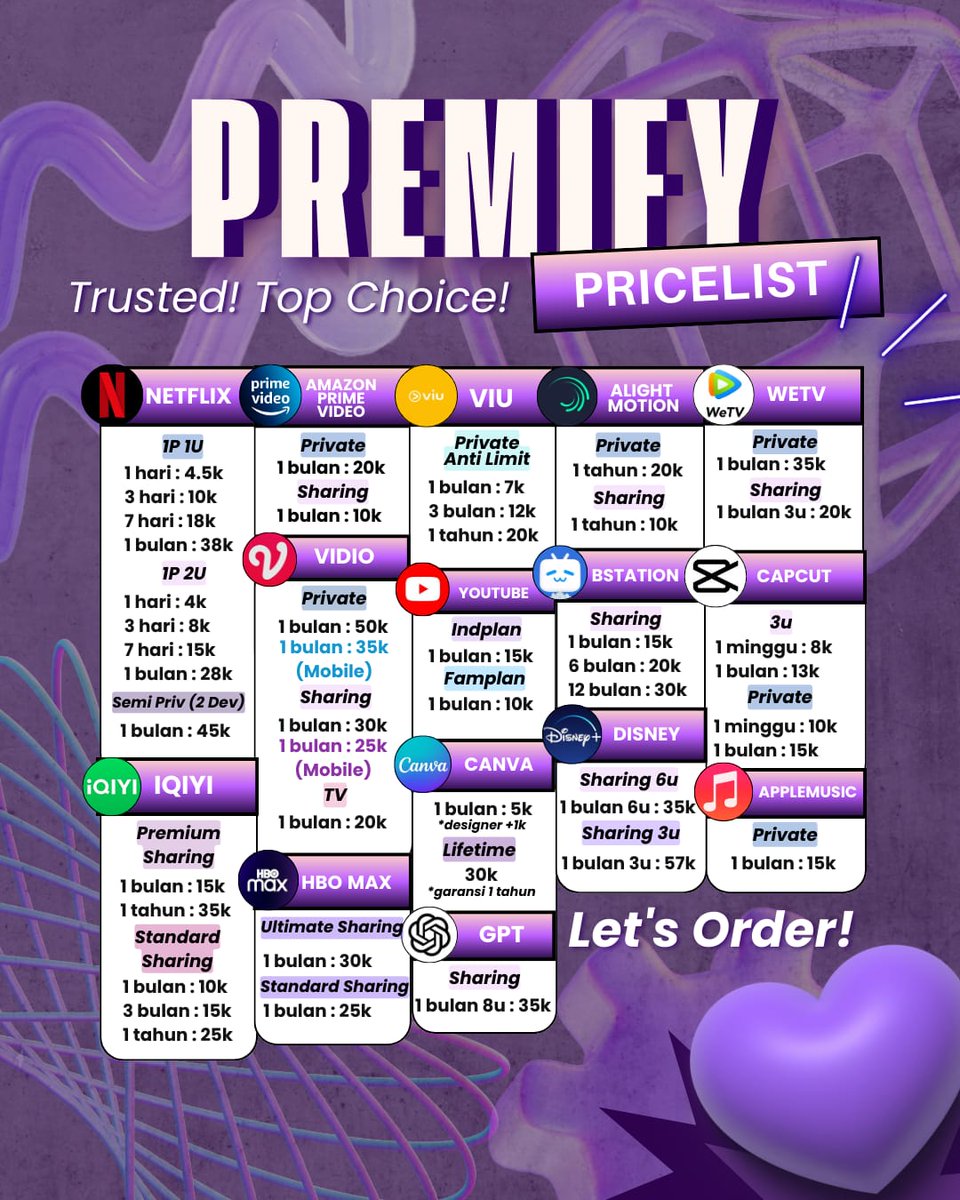 Haps_Store's tweet image. WTS  JUAL APLIKASI PREMIUM BERGARANSI TRUSTED
NETFLIX CANVA WETV VIDIO APPLE  CAPCUT PRO DLL.
order:wa.me/message/W26JCL…
#aplikasipremium #netflix #netflixmurah  #apkpremium  #canva #spotify #netflixpremium #aplikasipremiummurah  #jualnetflixmurah #premiumapps   #zonauang