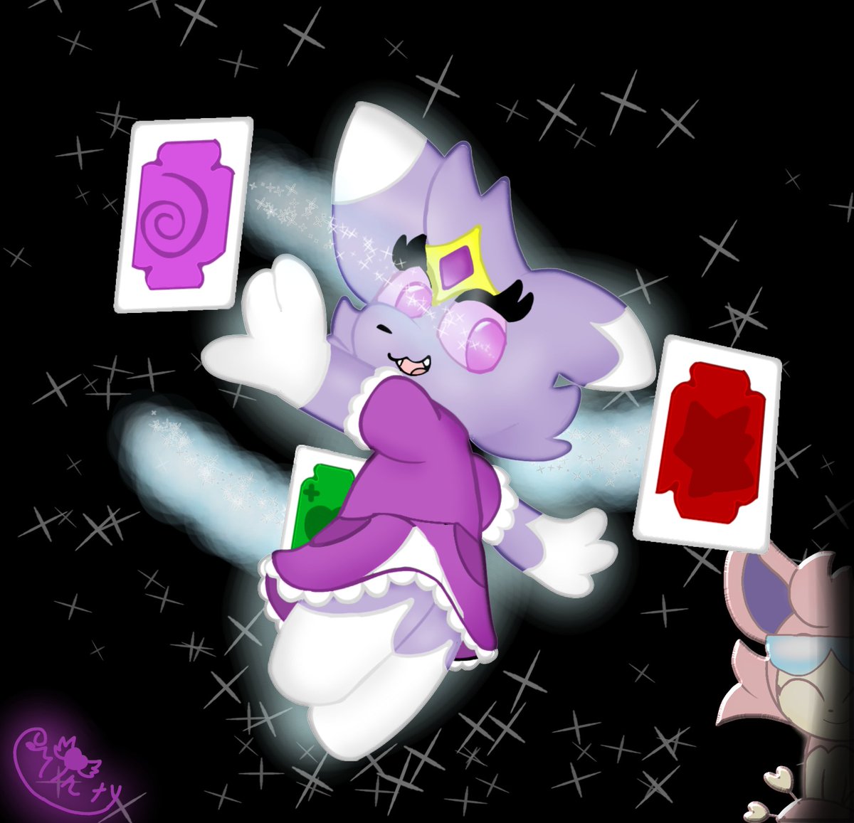 Minty's return thing ahh (she gets the account control back) based on that one mario galaxy render
#ocart #skitty #espurr