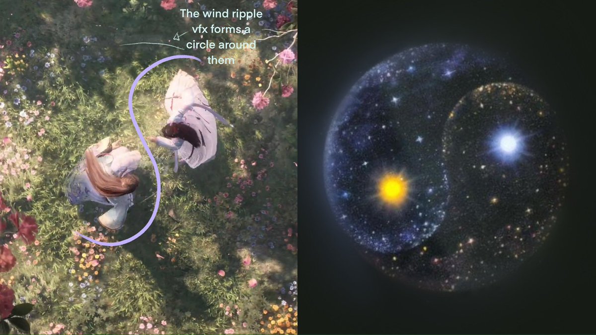 catayel's tweet photo. Speaking of this, a part of that sequence blew my mind, their motion resembles binary stars orbiting each other. It reminded me of a study on how “binary stars are the cosmic yin &amp; yang”☯️ 

Their curvature and wind forming a circle around them really highlight this parallel🥹 https://t.co/ts5zHCrENJ