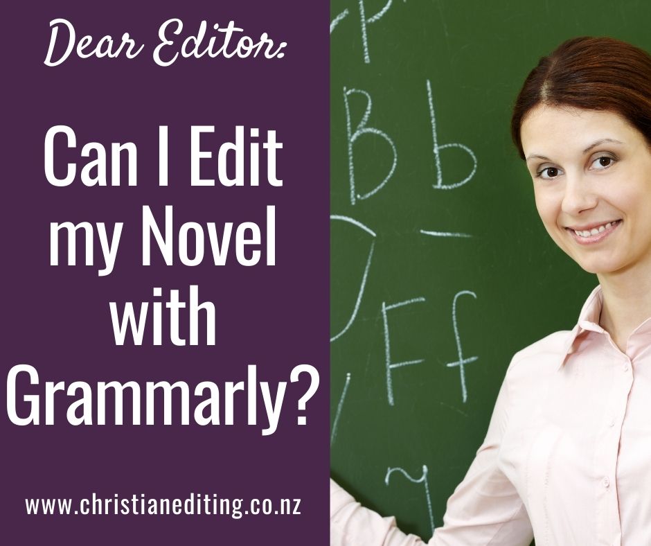 IolaGoulton's tweet photo. Can I Edit my Novel with Grammarly? No. Here's an example of why not #EditTips #AmEditing https://t.co/sa6rcU0DNb https://t.co/c7x9sjhSdB