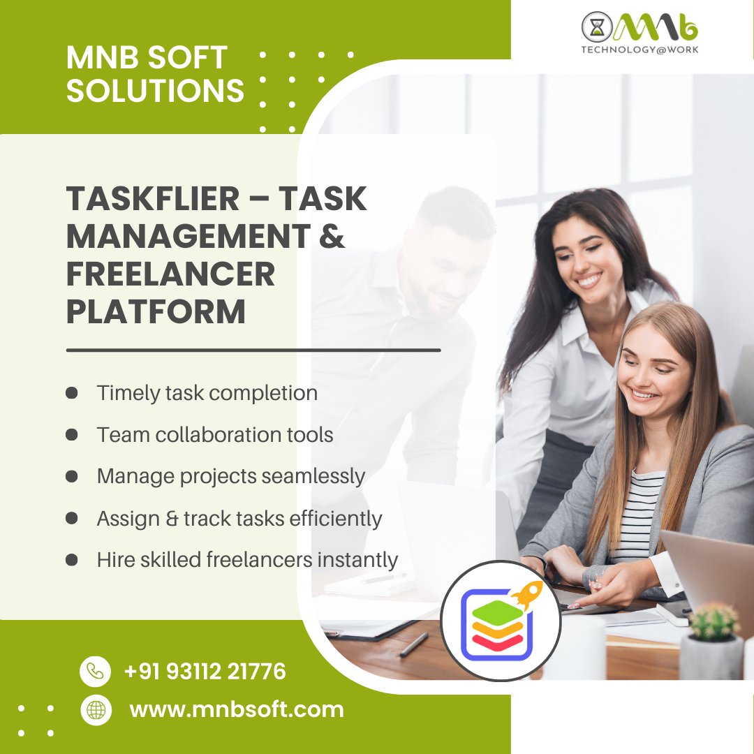 mnbsoft's tweet photo. Manage tasks smarter. Collaborate faster. Grow better.
TaskFlier by MNB Soft Solutions

🌐 https://t.co/o3orgP6XMz
📞 +91 93112 21776

#TaskFlier #MNBSoft #TaskManagement #SaaSTools
#RemoteWork #Freelancers #Productivity https://t.co/QOrzXmZXdH