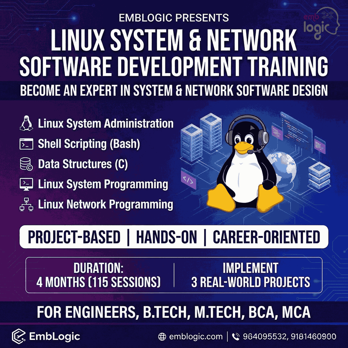emblogic's tweet photo. Career Oriented, Project based Training.@Emblogic
https://t.co/ywrKHjSzFe
#Linux
#Programming
#SoftwareDevelopment
#Coding
#TechEducation
#CareerGrowth
#LinuxTraining
#SystemProgramming
#NetworkProgramming
#CProgramming
#ShellScripting
#EmbeddedSystems
#EmbLogic
#Engineers https://t.co/6NtXN2uMPq