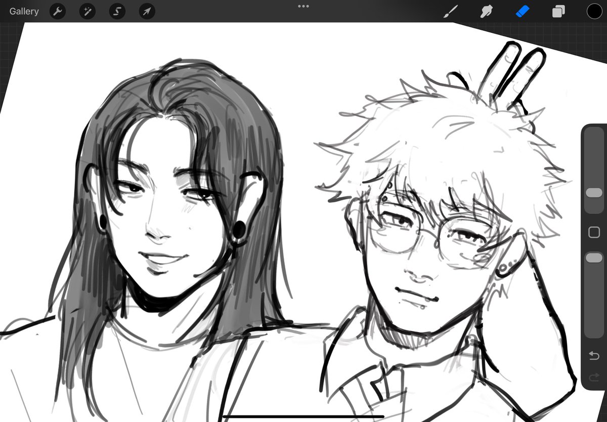 i didn’t finish the animation i made of him in time for his bday today but here’s a doodle of stsg as me and my bf 🤤 #stsg