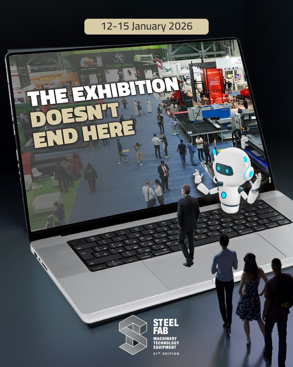Steelfabme's tweet photo. With AetherEx AI, Steelfab ensures exhibitors remain accessible to visitors worldwide — anytime, anywhere.
 
From physical exhibition halls to a permanent digital presence, Steelfab is redefining how exhibitions deliver value.
 
This is the smarter Steelfab experience.

🔗 Experience SteelFab beyond the show floor, link in bio.

#SteelFab2026 #digitalexhibition #IndustrialInnovation #FabricationExpo #MetalworkingShow
