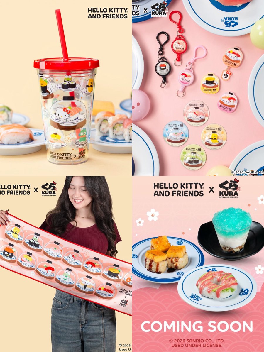 くら寿司　サンリオ　コンプリート くら寿司✖️サンリオコラボアイテムが可愛すぎる🍣🤍🧡アメリカのくら
