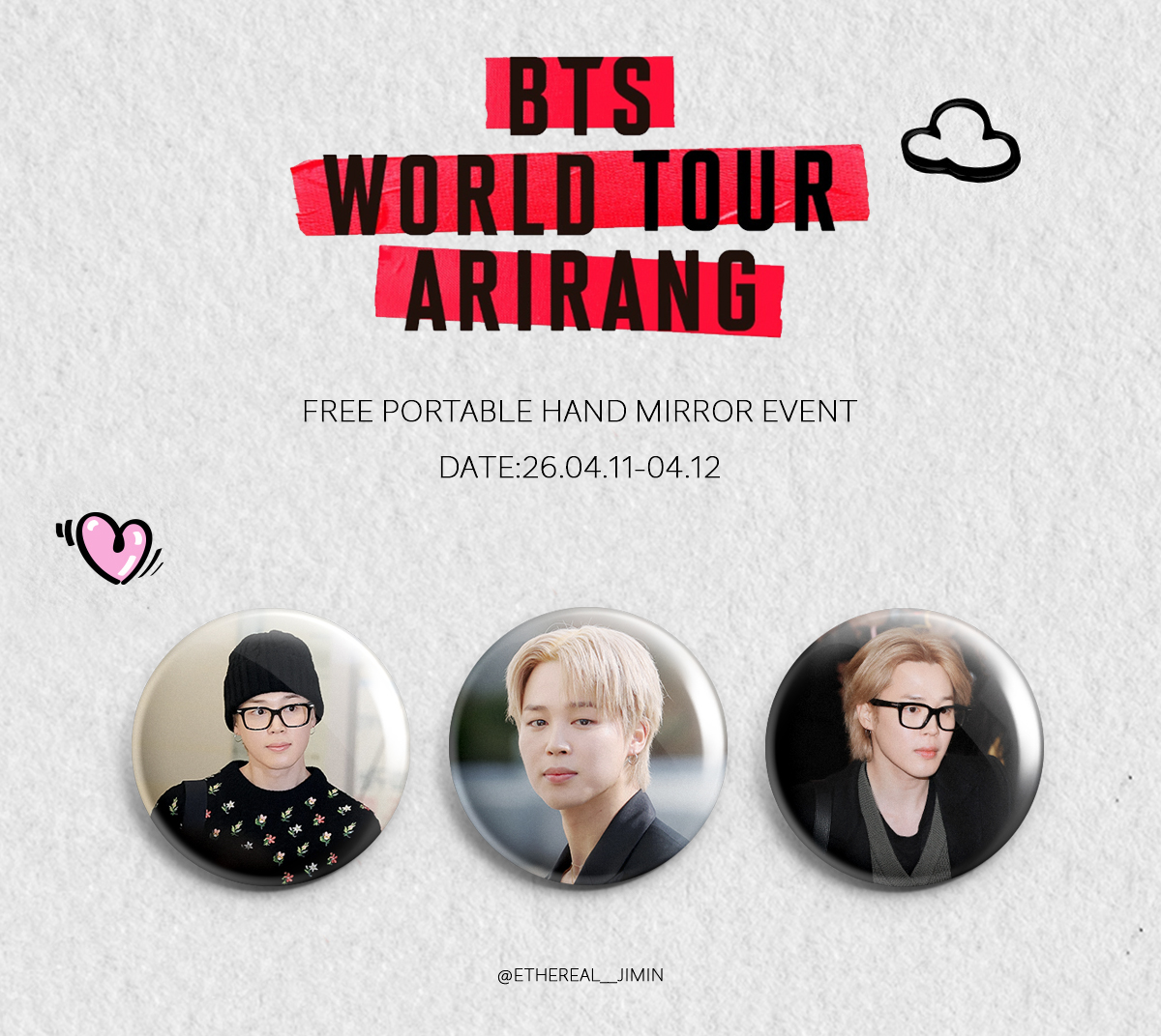 무료 이벤트 추가  하루 750개  

#방탄소년단 #BTS #BTS_WORLDTOUR #BTS_WORLDTOUR_GOYANG #지민 #JIMIN #BTS