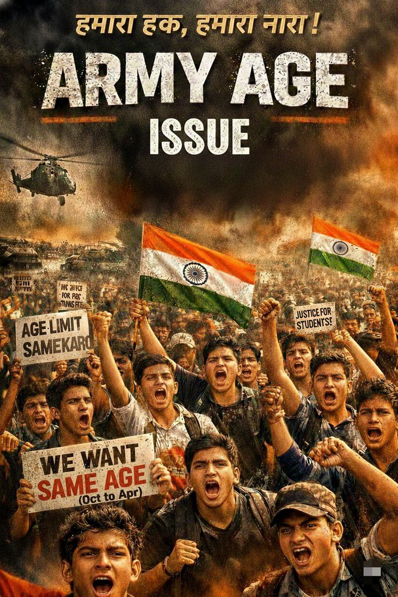 Omrlp07's tweet photo. उम्र सीमा अचानक
01-10-2005 से 01-07-2006 बदली गई 
❌ बिना गलती के देश सेवा का सपना देखने वाले लाखों युवाओं के सपनो को कुचल दिया गया

युवाओं के साथ अन्याय क्यों.....?

#Army_agniveer_age_issue https://t.co/EqfFlN0AGl