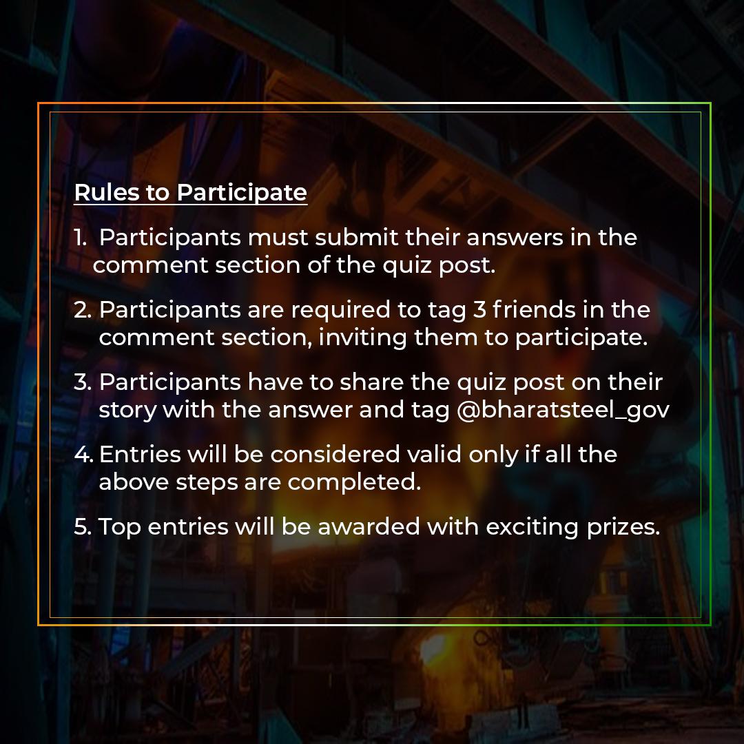 BharatSteel_Gov's tweet image. Steel is more than a material! At Bharat Steel, we celebrate this vital force that shapes economies and builds the future. Now it’s your turn to engage, think, and test your knowledge.

Trivia Q1 is live! 

Complete the sentence, share your answer, and be a part of this flagship