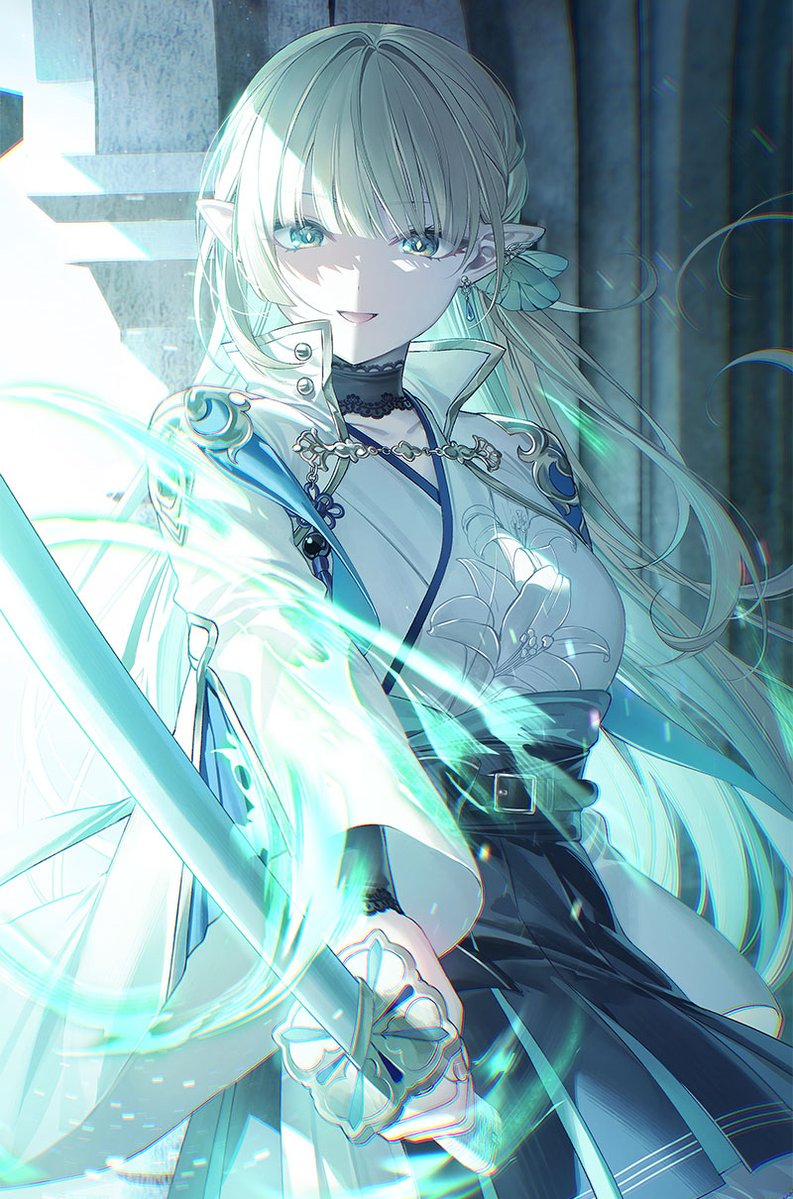 SEIKEN_MAKEN's tweet image. 璃音（リオン）・ジャガーノート。
龍華帝国の特務〈星剱〉に所属する〈魔女狩り〉。

初のカラーイラスト公開！！！

フィオナ＆薫の前に突如現れる
神妖精（エルフ）の彼女は
敵か、はたまた味方か…？

#ハウブレ