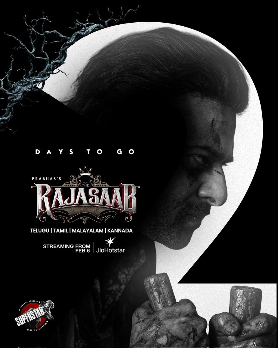 JioHotstarTel_'s tweet photo. Give a man a mask, and he’ll reveal his true self. 🎭

Witness the REBEL in his truest form in 2 days! 🖤

India's Biggest Superstar on JioHotstar | 6th Feb 👑

#TheRajaSaabOnJioHotstar #TheRajaSaab #JioHotstar https://t.co/LzM3NLoXnQ