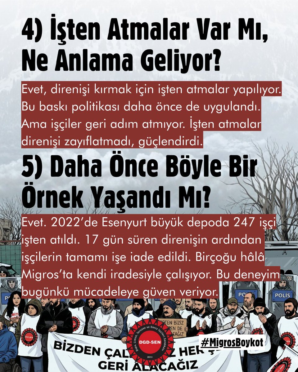 Bize sık sorulan soruları derledik.
Bu mücadelede cevapsız tek bir soru yok.⬇️

Migros depo işçileri neden direniyor?

#MigrosBoykot #MigrosİscisindenTarafım