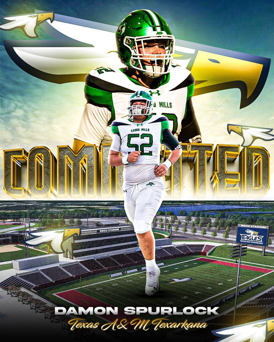 DamonSpurlock7's tweet photo. I am proud to announce my commitment to @TAMUT_football  to further my academic and athletic career. #SoarEagles let’s go to work @JoshuaEargle @Coach_Hutch68 

#Unleash @CaddoNext  @KodiCrane @luke__allison @CoachDuece_44 https://t.co/zGMHKmPGOp