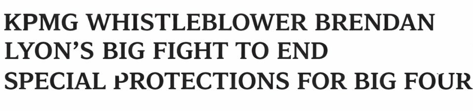 Did you know #Big4 firms are protected by a law that shields them from damages they cause taxpayers? After repeat scandals, KPMG whistleblower Brendan Lyon has had enough &amp; is taking them to court
It’s coming soon👍
Thank you <a href="/lyon_brendan/">Brendan Lyon</a> 
One man, huge task. But he can do this