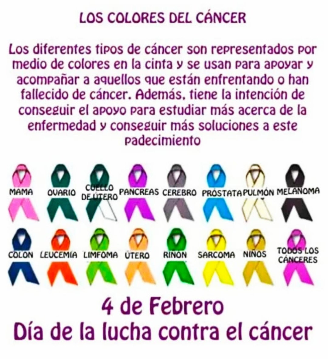 Por los que ya no están, por los que ahora sufren, por los que lo padecerán. 
#4DeFebrero  #DiaMundialcontraelCancer