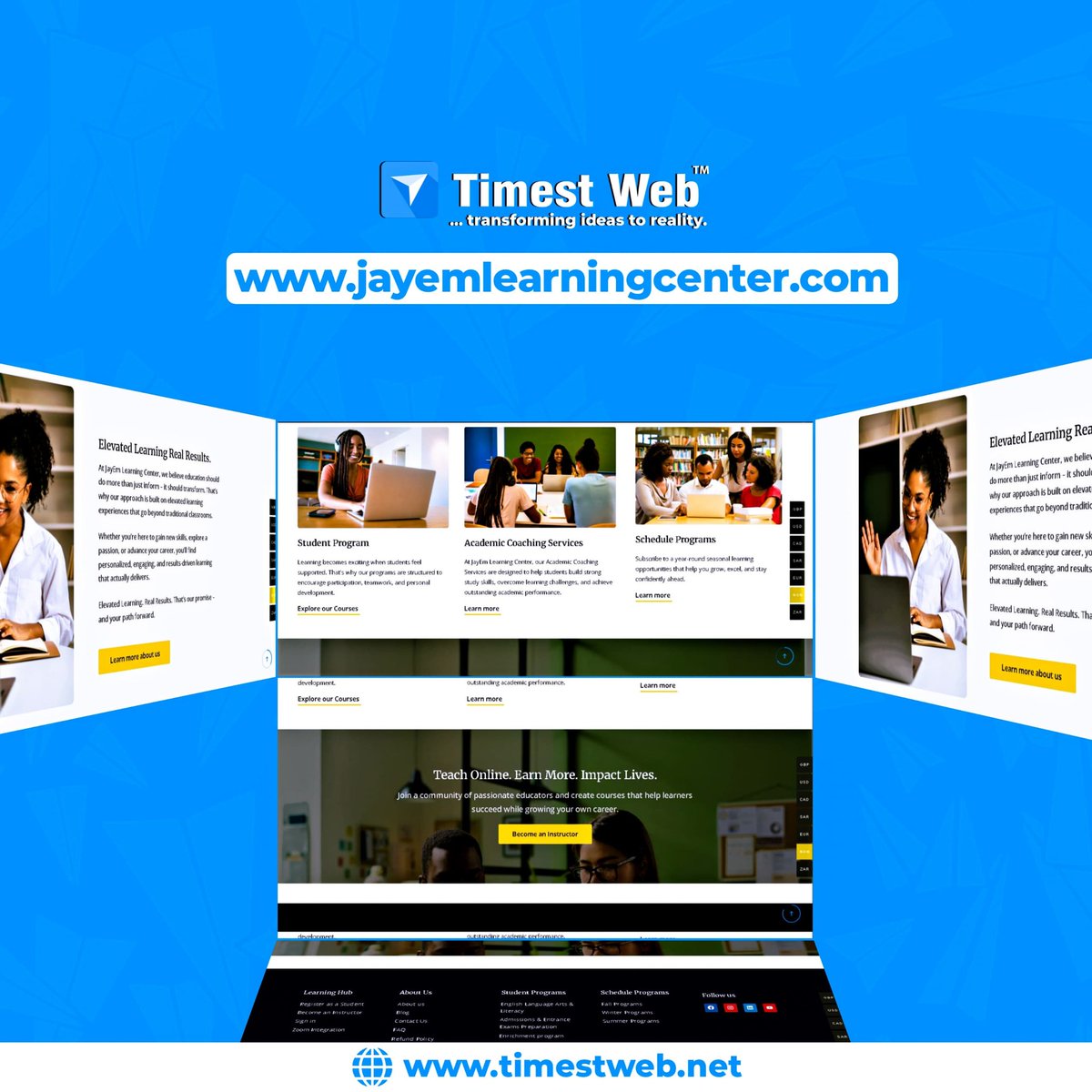 TimestWeb's tweet photo. ✨ Just Launched!

Jaye Em Learning Center is now online.
🌐 https://t.co/SQIVzhoVOp

#Website #timestweb #TrendingNow https://t.co/cQYMNd0GlM