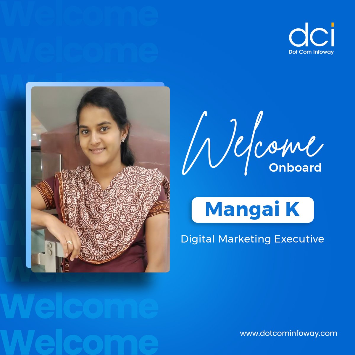 We’re happy to welcome Mangai K back as a Digital Marketing Executive at Dot Com Infoway

With her experience, enthusiasm, and passion for digital marketing, we’re excited to see her continue creating impact and driving growth with the team.

#WelcomeBack #TeamDCI #DotComInfoway