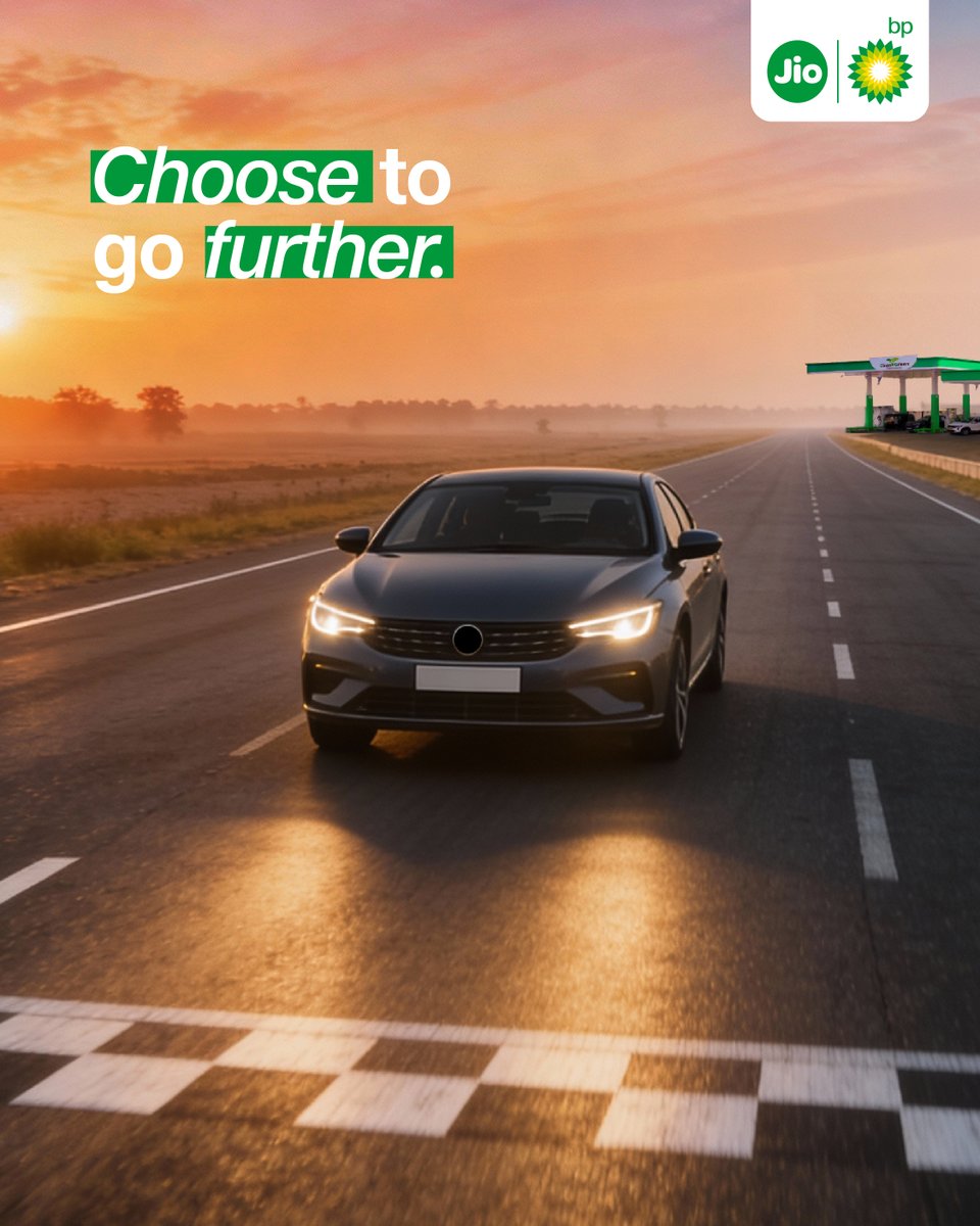 Jiobpofficial's tweet photo. Choose fuel that helps you go beyond the usual finish lines. With Jio-bp’s Active Technology petrol, your drive doesn’t stop where others do, it keeps going, mile after mile.
#ACTIVETechnology #Jiobp https://t.co/EC3XlGcPHZ