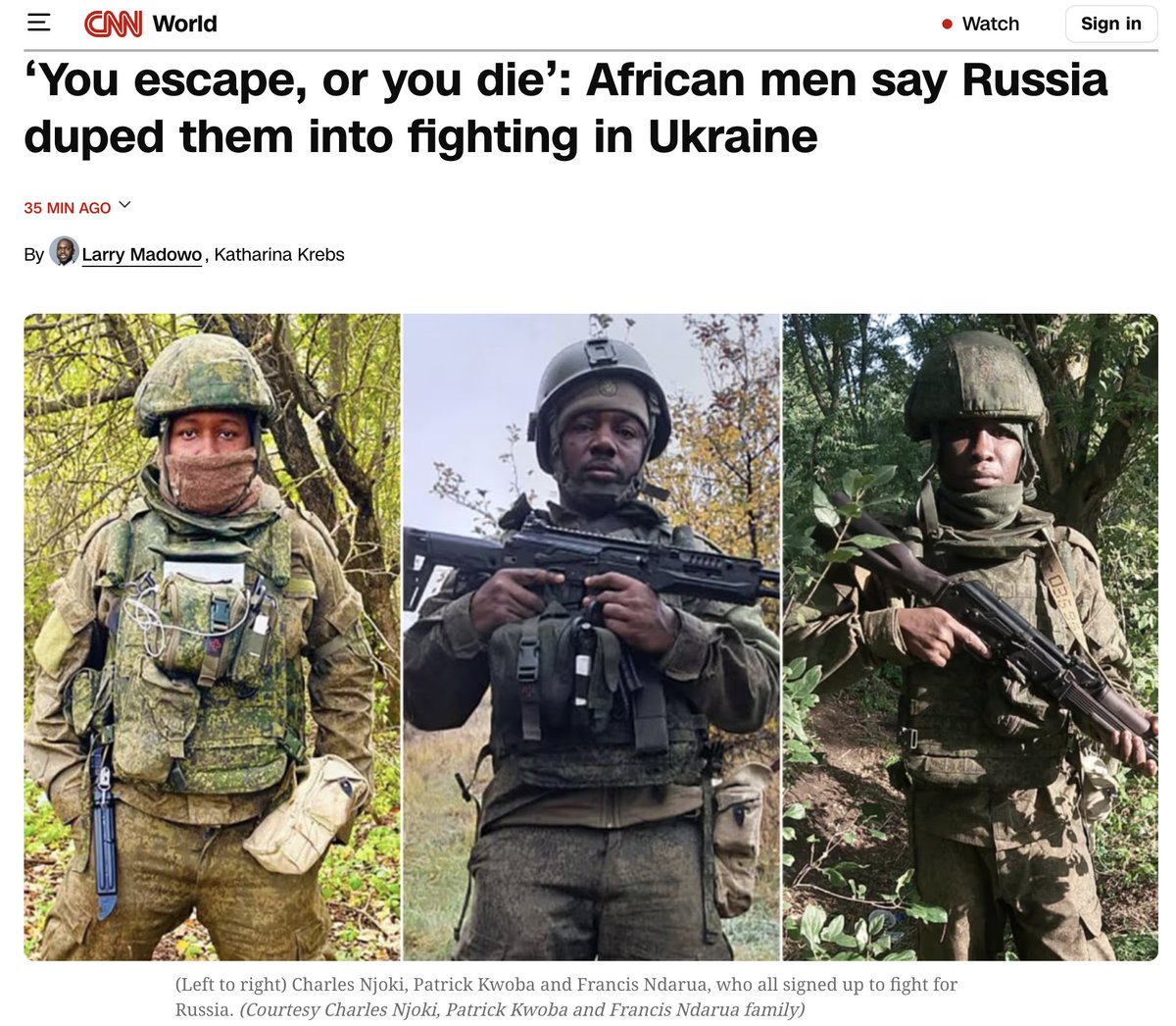 Why are African men joining the Russian army?