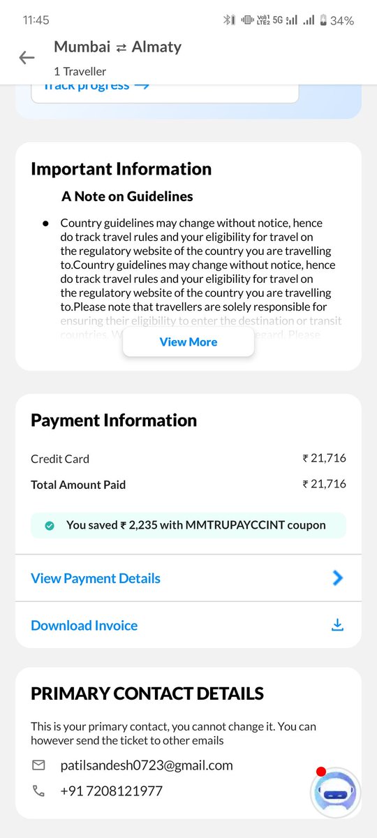 sandesh0795's tweet photo. Pnr B9ZCQQ mum to Almaty flight cancelled by @IndiGo6E , thru @makemytrip,my 1599 convenience fee was not refunded, despite full refund by Indigo, why should I suffer when airlines has cancelled flight @jagograhakjago @makemytripcare respond and refund my entire paid amount https://t.co/e8YABPHNzg
