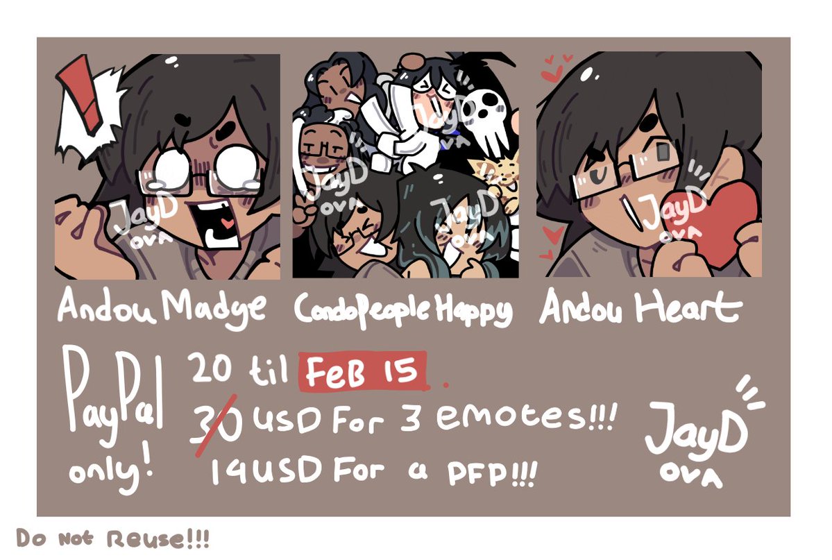 JayDOVA's tweet image. [commission] emotes for @andoucondo
🔁&amp;amp; ❤️ are appreciated!
untag when replying 🗣️