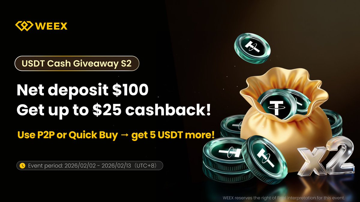GetBackCrypto's tweet photo. 💰🔥 WEEX $USDT Cash Giveaway 🔥💰

🎁 How to earn:
✅ Deposit ≥ 100 USDT &amp; trade ≥1,000  Future Volume → Get Up to $25 USDT 

⏳ Limited slots – first come, first served!

👉 Join now: https://t.co/0nNefRUlhN

#WEEX #CryptoGiveaway #USDT #TradingRewards 🚀 https://t.co/tiZTnHDCjG